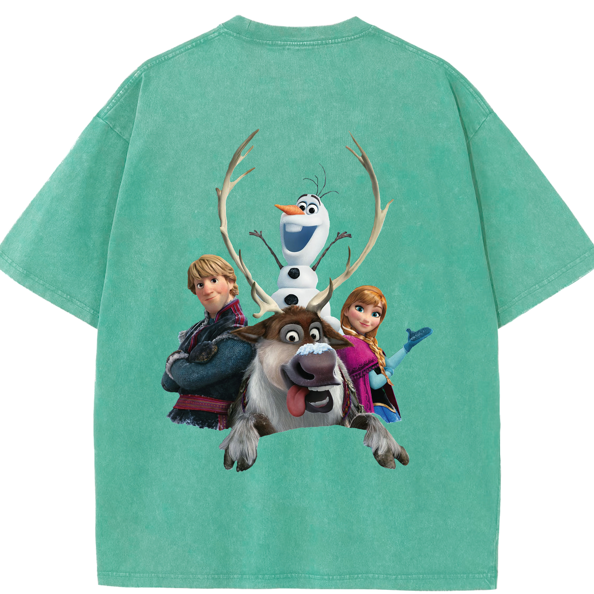 （画像用） アナと雪の女王 アンナ エルサ Frozen Anna Elsa 綿100% ヴィンテージ風 半袖Tシャツ（背面プリント）